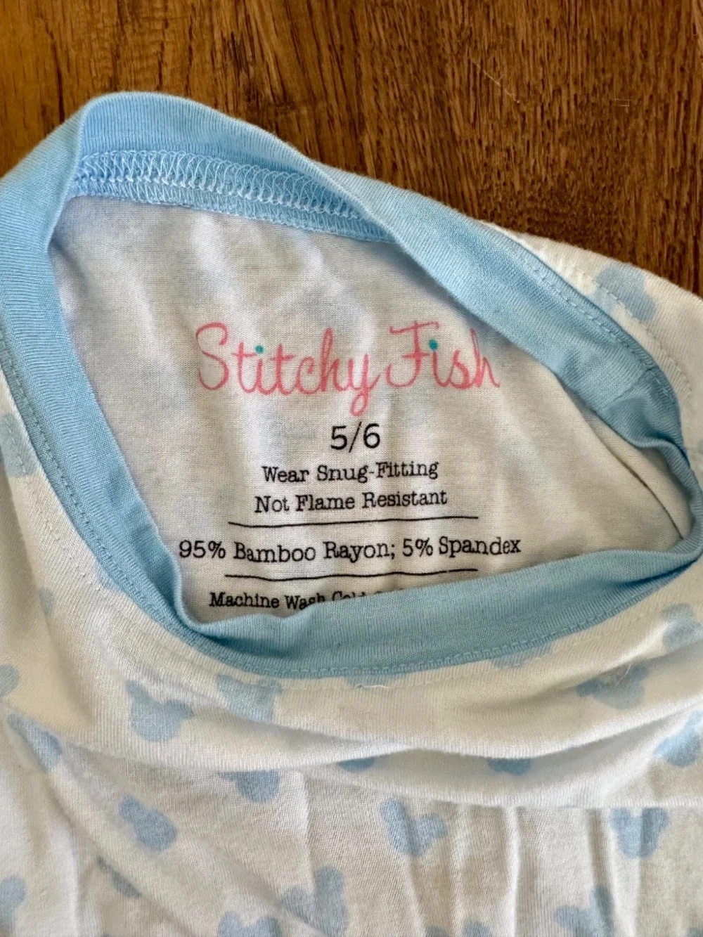 Stitchy Fish Mickey Pajama Set Bamboo Viscose‎ Unisex Size 5 6 C